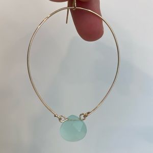 Aqua chalcedony and gold drop earrings